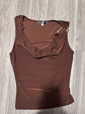 Blue Blush Asymmetrical Drape / Cowel Neck Top